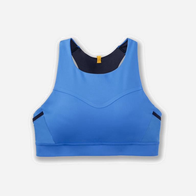 Brooks Women's Drive 3 Pocket Running Bra Singapore - Blue Bolt (34750-GWJT)